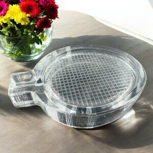 Vintage Mid Century Clear Heavy Glass Ashtray Dish Bowl Textured Bottom Decor